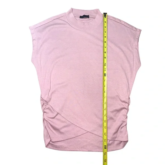 Sanctuary Cap Sleeve Ribbed Crossover T-Shirt In Misty Rose Pink Size XXS/XS - Picture 9 of 11